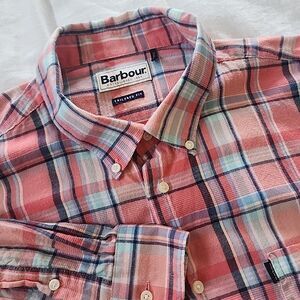 Barbour Tailored Fit Oxford Check Button Down Shirt Mens Size XL Long Sleeve